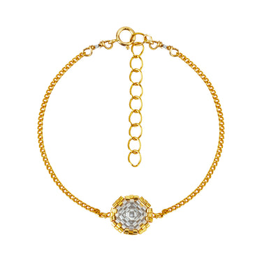 Pulsera Diamantes 1 Redondo Dorado Ajustable Gris